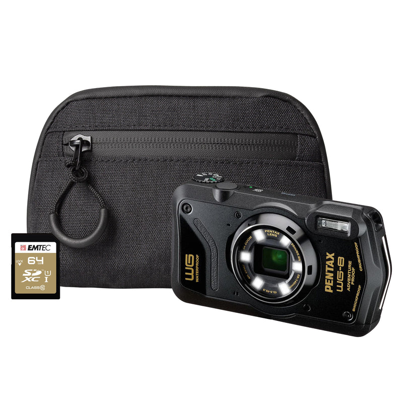 Pentax WG-8 20MP 5x Zoom Tough Compact Camera - Black