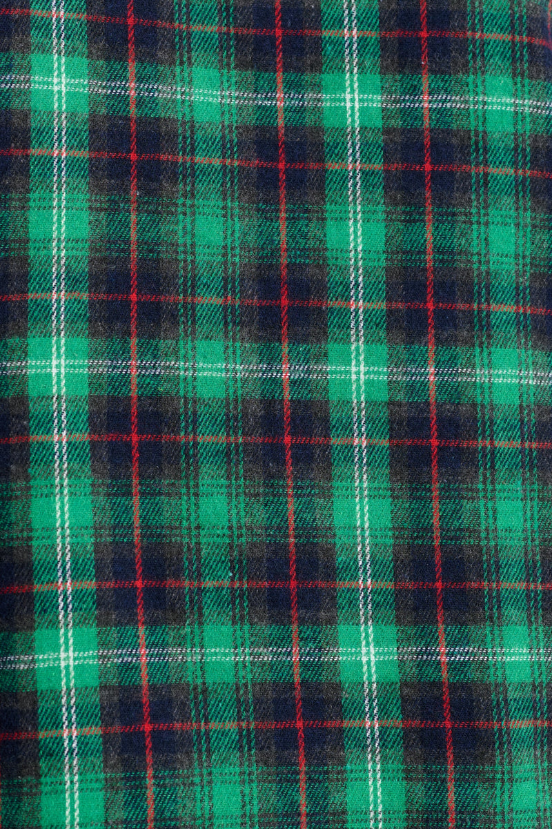 Peppi Winter Check Smocked Bodice Midi Dress - Green