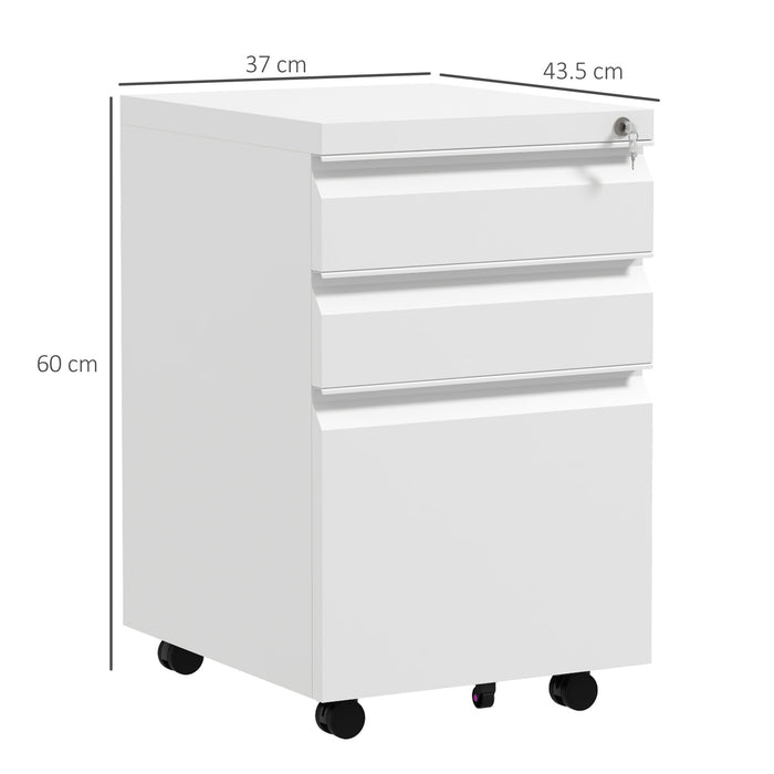 Vinsetto Filing Cabinet with Lock and Hanging Bar for Letter A4 Legal, White
