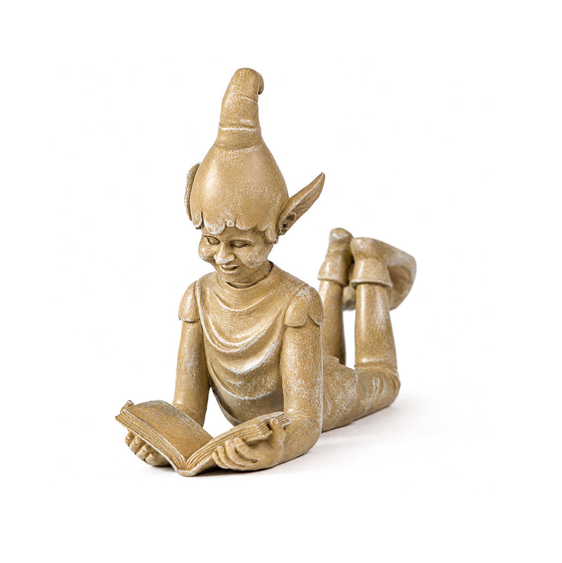 Large Resin Reading Elf Garden Ornament