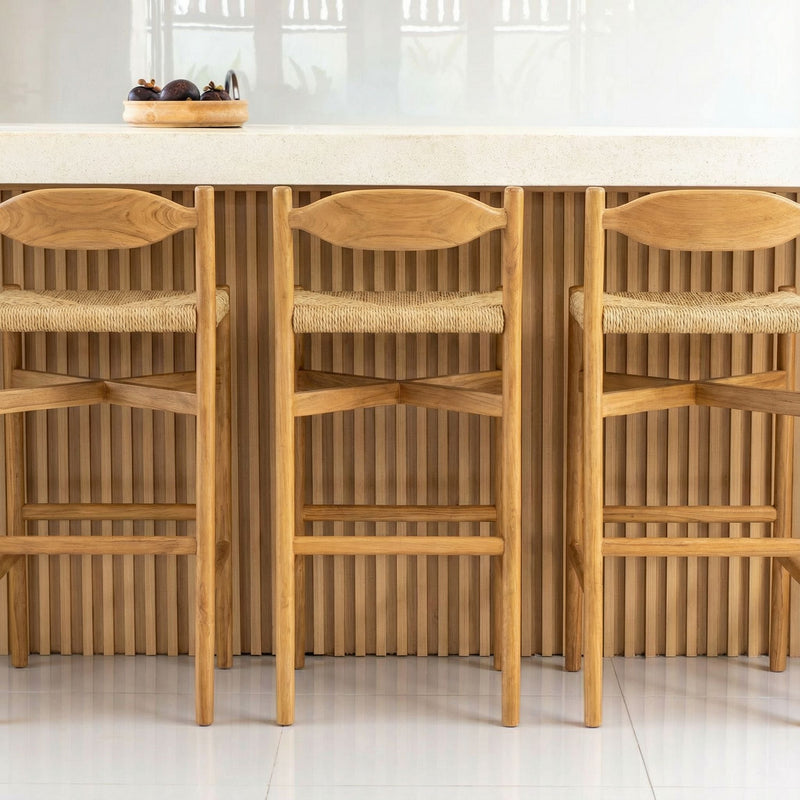 Raka Teak & Rattan Bar Stool