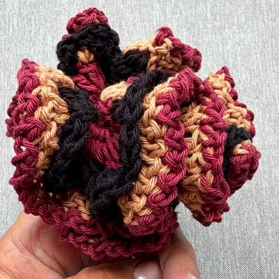 Crochet Collective Raspberry and Caramel Handmade Scrunchie