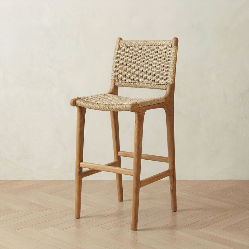 Zara Teak & Rattan Bar Stool