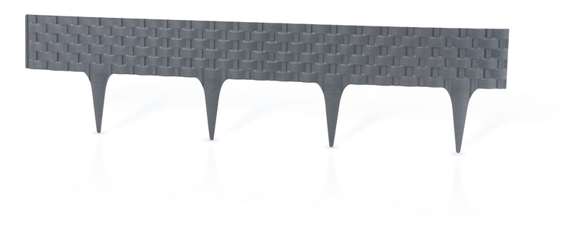 Lawn Edging, Plastic Palisade Rattan Effect, 2.4m, Gray