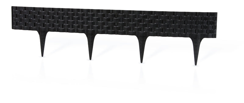 Lawn Edging, Plastic Palisade Rattan Effect, 2.4m, Black