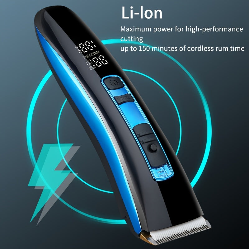 Rechargeable Hair Clippers for Men - Professional Grooming Kit with LED Display