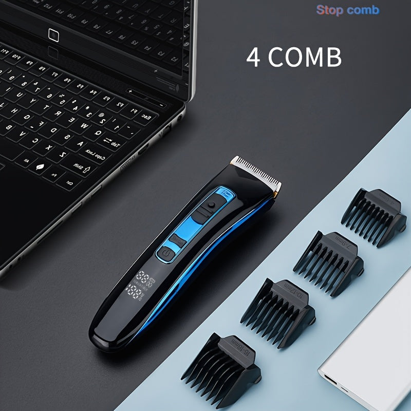 Rechargeable Hair Clippers for Men - Professional Grooming Kit with LED Display