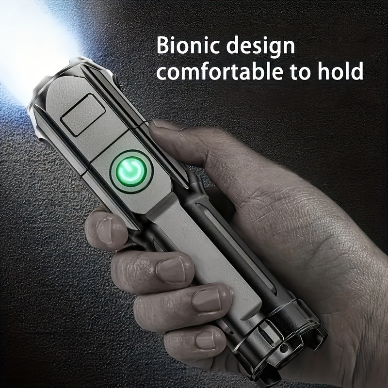 Rechargeable Zoom Flashlight - High-Power Telescopic Torch with 800mAh Battery for Outdoor & Home