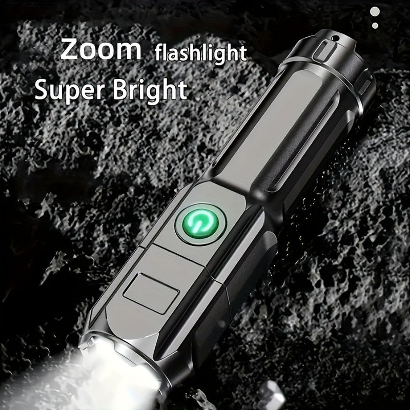 Rechargeable Zoom Flashlight - High-Power Telescopic Torch with 800mAh Battery for Outdoor & Home