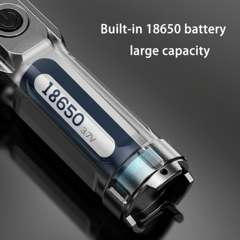 Rechargeable Zoom Flashlight - High-Power Telescopic Torch with 800mAh Battery for Outdoor & Home