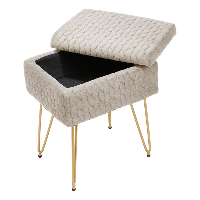 Rectangular Upholstered Storage Stool - Multifunctional Dressing Table Chair