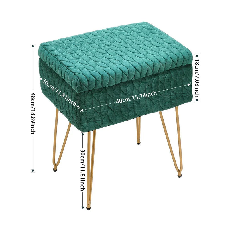 Rectangular Upholstered Storage Stool - Multifunctional Dressing Table Chair