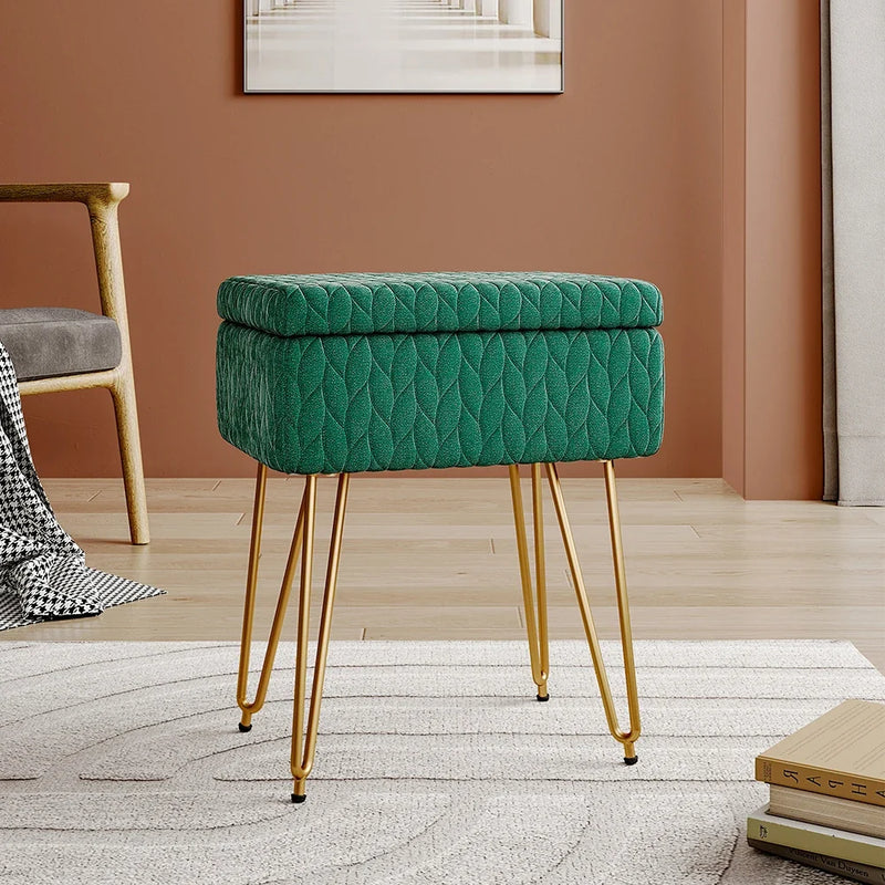 Rectangular Upholstered Storage Stool - Multifunctional Dressing Table Chair