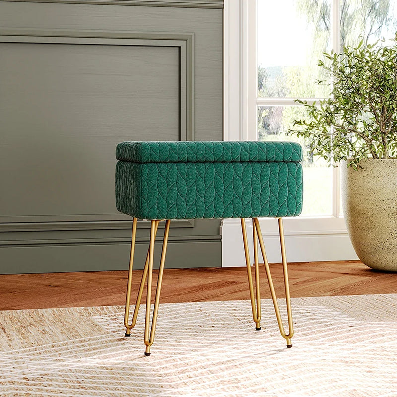 Rectangular Upholstered Storage Stool - Multifunctional Dressing Table Chair