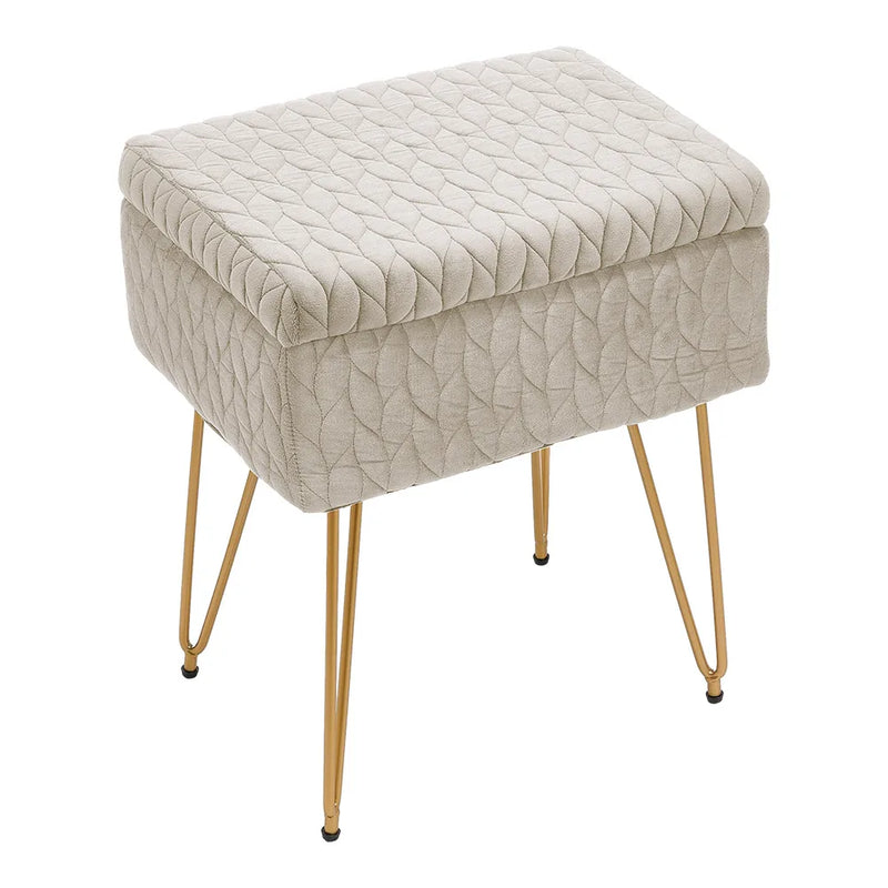 Rectangular Upholstered Storage Stool - Multifunctional Dressing Table Chair