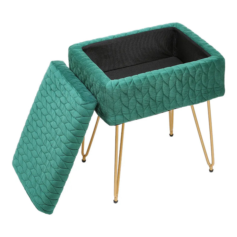 Rectangular Upholstered Storage Stool - Multifunctional Dressing Table Chair
