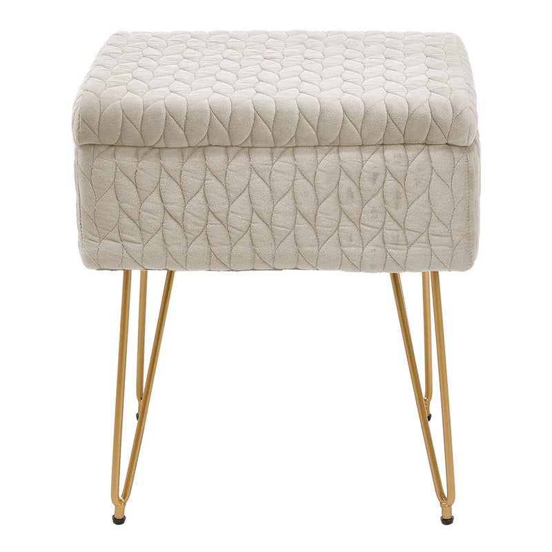Rectangular Upholstered Storage Stool - Multifunctional Dressing Table Chair