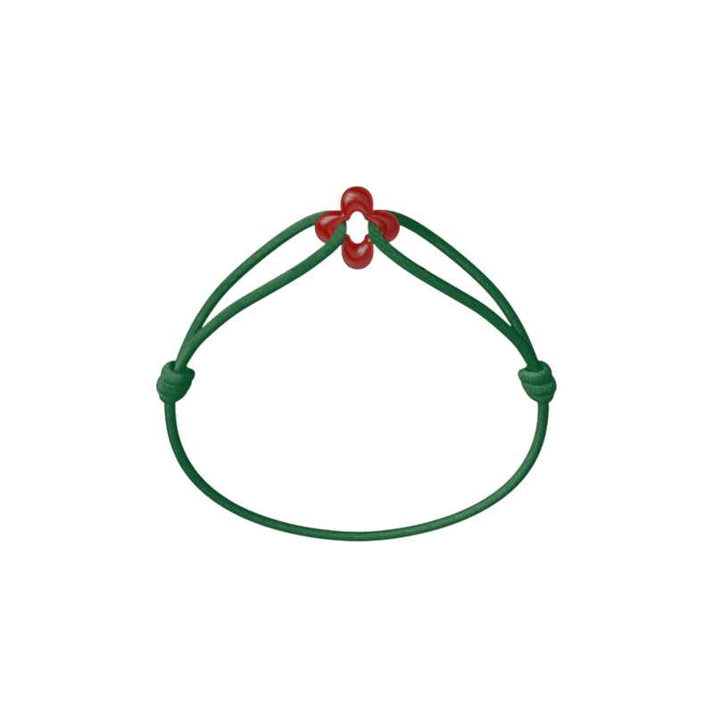 Mini Red Clover Cord Bracelet