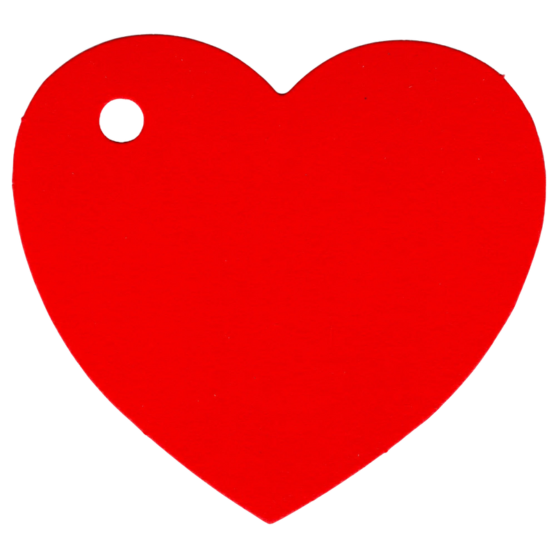 100 Heart Shaped Gift Tags with White Satin Ribbon -  21 Colours, Birthday Xmas