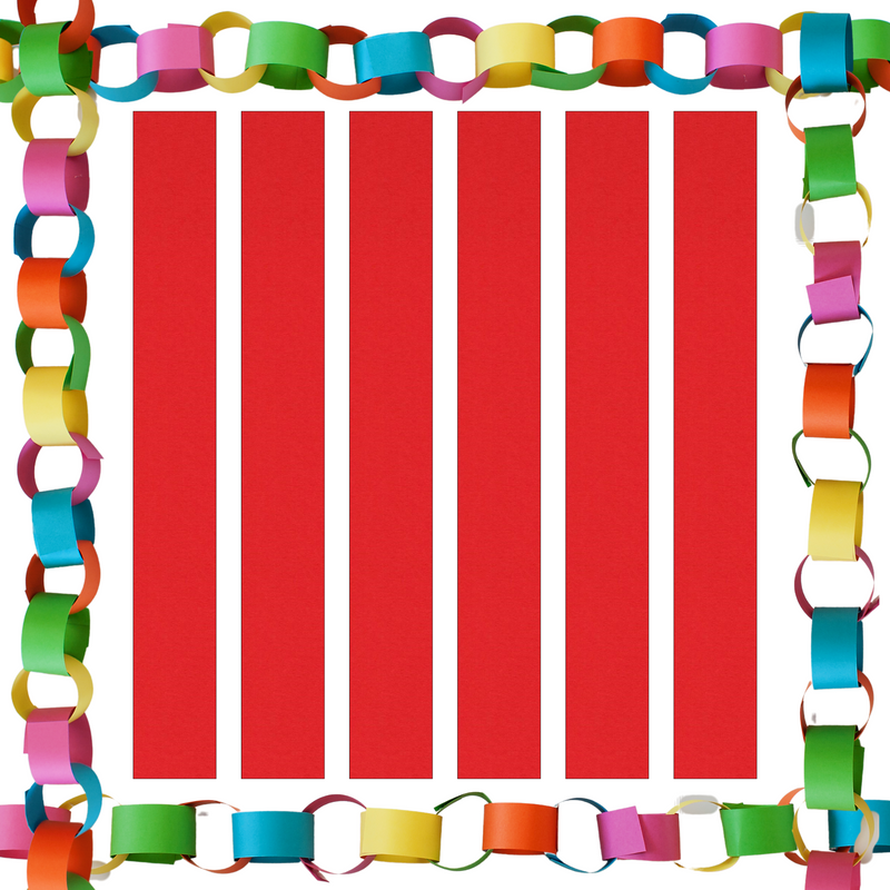 Christmas Red Paper Chain Strips. 5 Meters / 16 Feet Long. Party Decorations