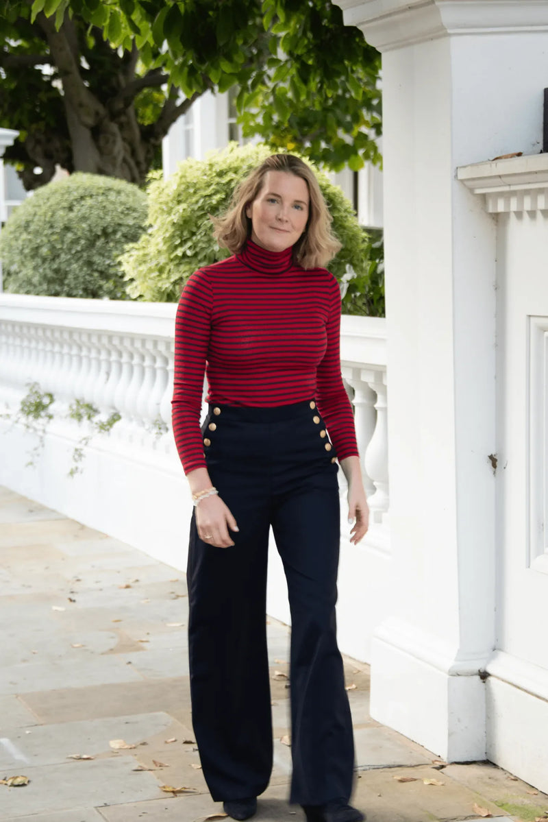 Striped Cotton Roll Neck