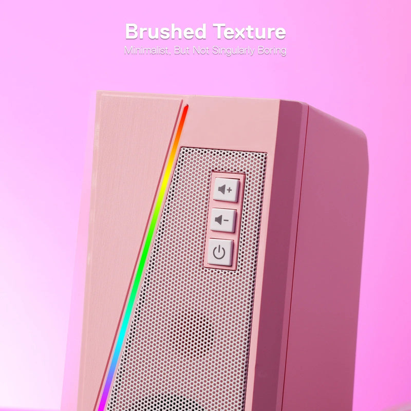 Redragon GS520 RGB Desktop Speakers - PC Stereo Speaker LED Lights - White/Pink/Black