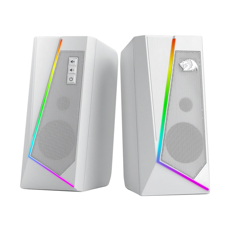 Redragon GS520 RGB Desktop Speakers - PC Stereo Speaker LED Lights - White/Pink/Black
