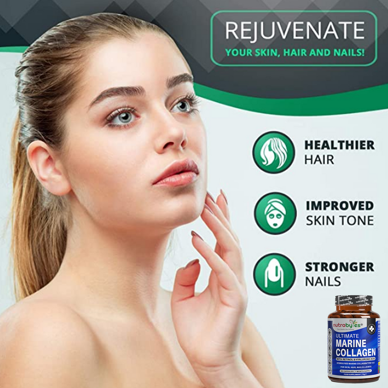 Ultimate Marine Collagen Capsules | High Strength Types I & III with Hyaluronic Acid, Vitamin C & Vitamin A | 60 Capsules, 1 Month Supply | UK Made