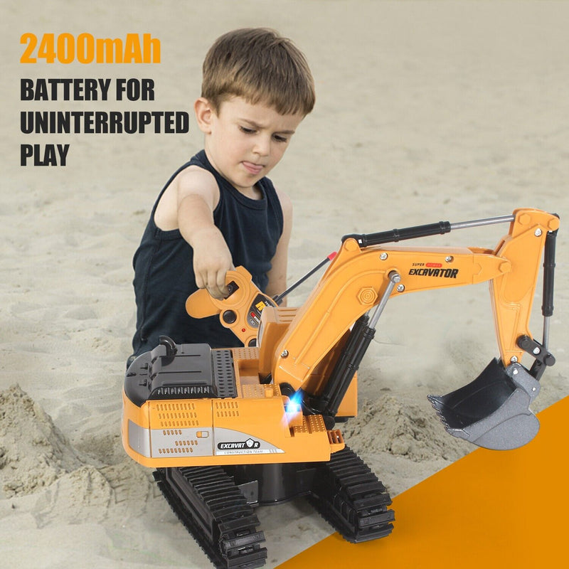Remote Control Excavator RC Digger Truck Construction Vehicle Toy Lights Sound