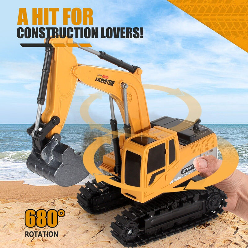 Remote Control Excavator RC Digger Truck Construction Vehicle Toy Lights Sound
