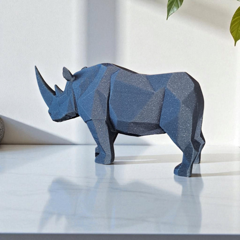 Sculpture #29 | 3D Printed Rhino Sculpture - Modern Geometric Wildlife Decor
