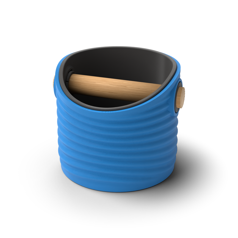 Ripple Round Espresso Knock Box | Two-Tone with Oak Bar