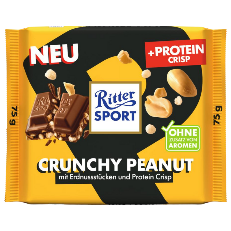 Ritter Sport | Protein Crisp Crunchy Peanut Milk Chocolate Bar | 75g