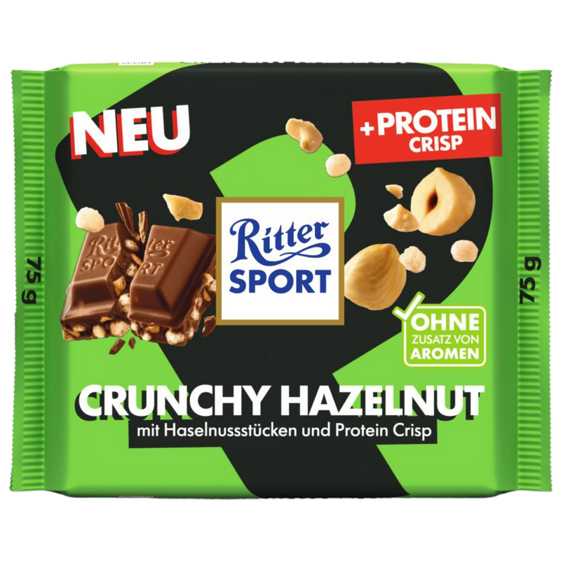 Ritter Sport | Protein Crisp Crunchy Hazelnut Milk Chocolate Bar | 75g