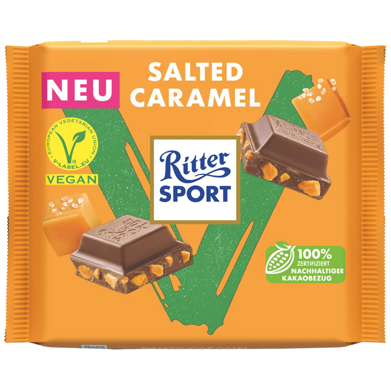 Ritter Sport Vegan Salted Caramel Milk Chocolate Bar | 100g
