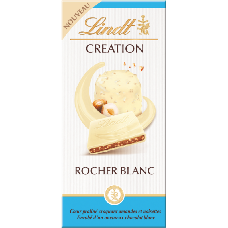 Lindt Creation | Hazelnut Rocher White Chocolate | 148g Bar | BB End Mar 26