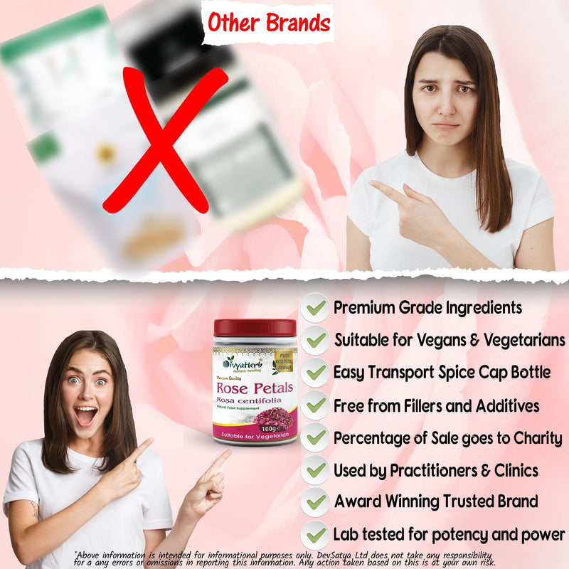 DivyaHerb Rose Petals Powder 100 gram - Healthy-Looking Skin Support