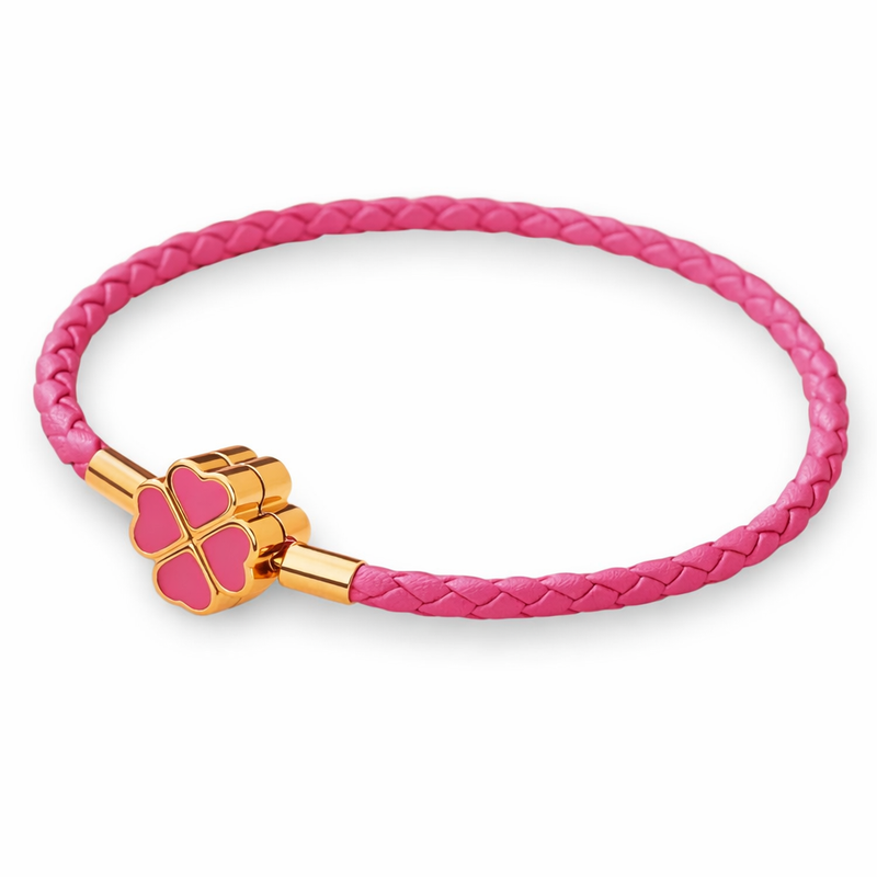 Rose Pink Clover Charm Bracelet