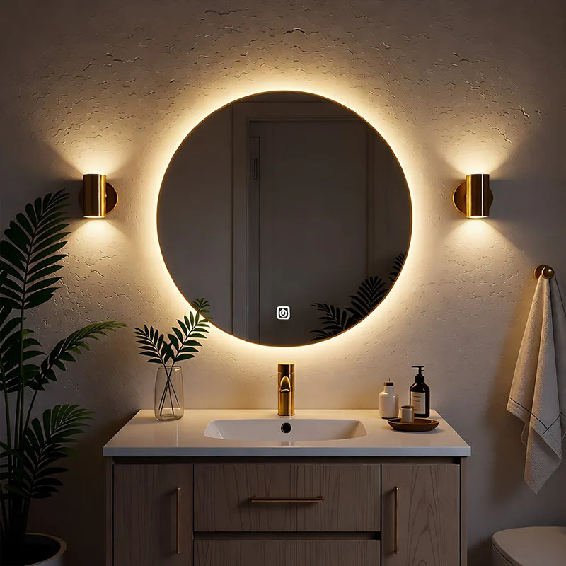 Round LED Bathroom Mirror 50cm – Wall-Mounted Backlit Vanity Mirror 3 Colour