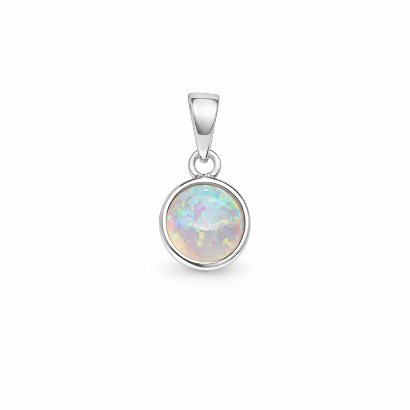 Round Opal Pendant Necklace