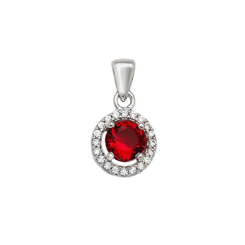 Ruby Cubic Zirconia Halo Necklace
