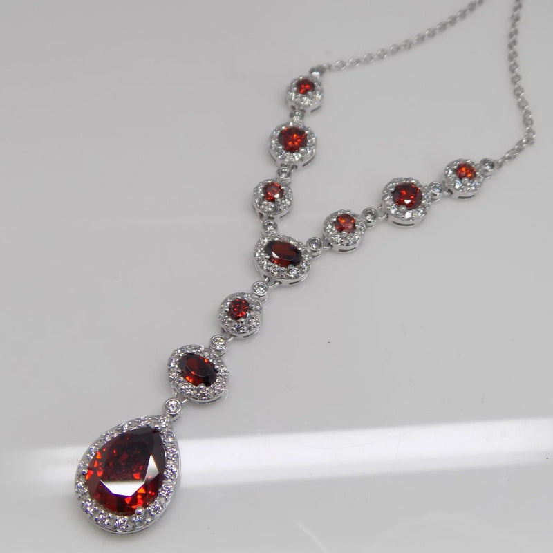 Ruby Cubic Zirconia Y Drop Necklace