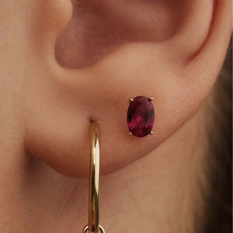 Ruby Oval Stud Earrings