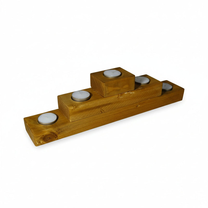 Rustic Wooded 3 tiered candle t-light holder
