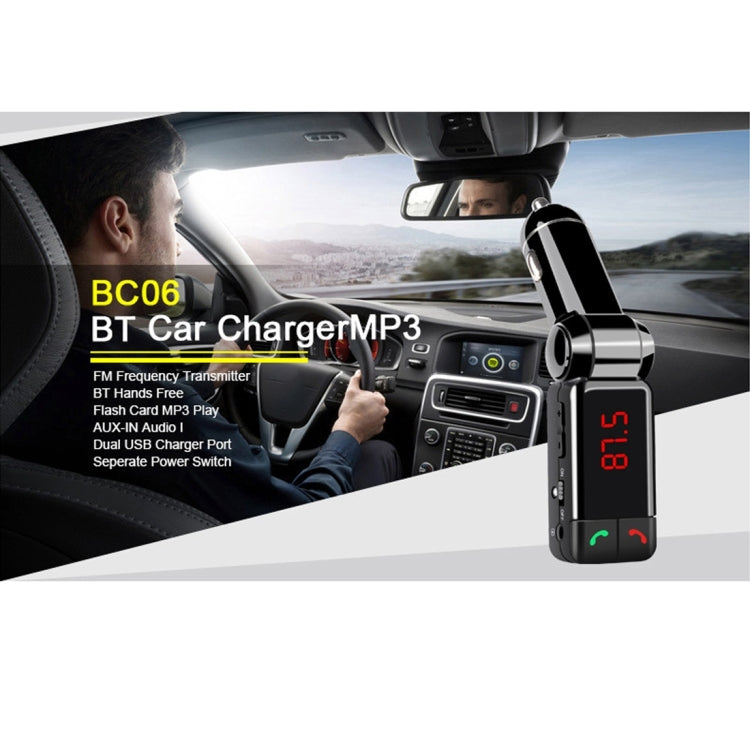 BC-06 Bluetooth Car Kit FM Transmitter Car MP3 Player with LED Display 2 USB Charger & Handsfree Function, BC06