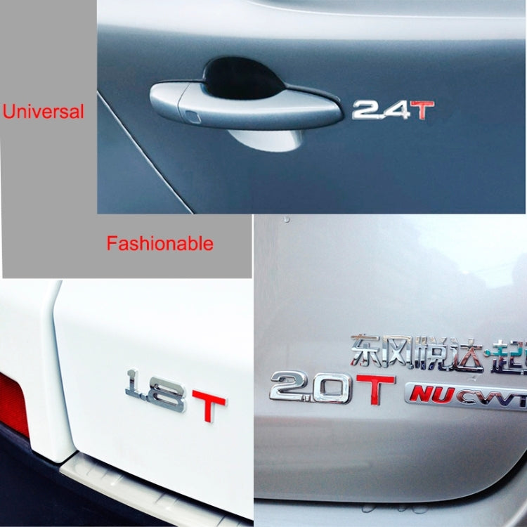 3D Universal Decal Chromed Metal Car Emblem Badge Sticker Car Trailer Gas Displacement Identification, Size: 8.5x2.5 cm, 1.6T, 1.8T, 2.0T, 2.5T, 2.8T, 3.0T