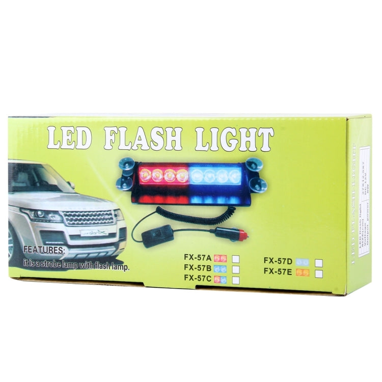8W 800LM 8-LED 3-Modes Adjustable Angle Car Strobe Flash Dash Emergency Light Warning Lamp with Suckers, DC 12V, White + Red, White + Yellow