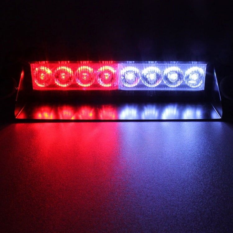 8W 800LM 8-LED 3-Modes Adjustable Angle Car Strobe Flash Dash Emergency Light Warning Lamp with Suckers, DC 12V, White + Red, White + Yellow