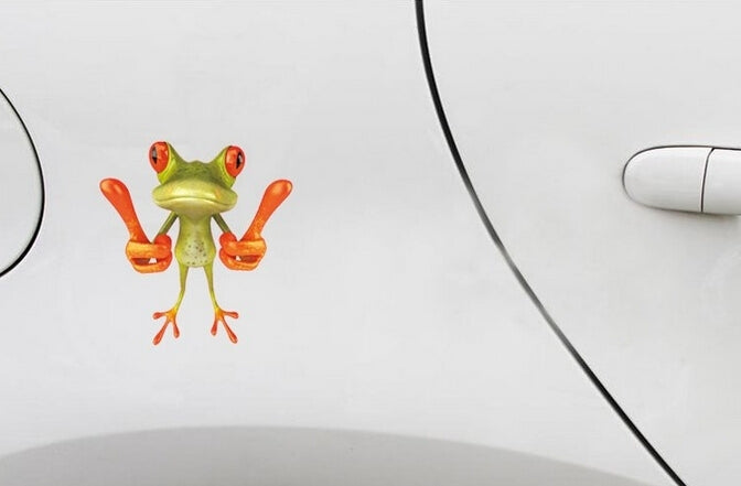 Frog Pattern Car Sticker, Size: 15.5x12.5 cm, Thumb, Leaning