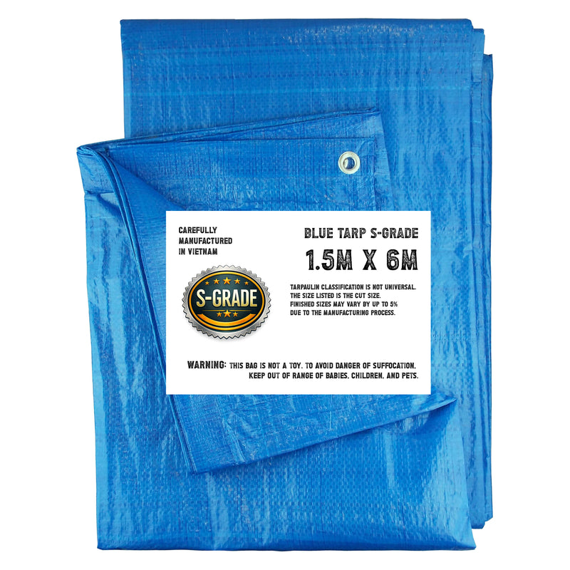 S-Grade Blue Tarpaulin 1.5m x 6m
